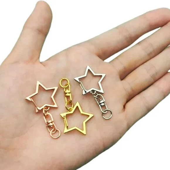 60Pcs Star Shaped Spring Snap Keychain Clip,3 Colors Metal Swivel Clasp Snap Hoo - Picture 7 of 7
